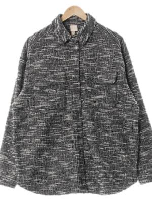 h&m 블랙 면혼방 루즈핏트위드넵재킷