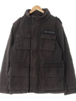dkny 카키 면혼방 하프넥가슴견장야상자켓