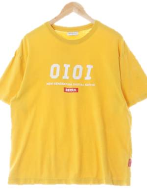 oioi 옐로우 프린팅 면 빅로고크루넥반팔티