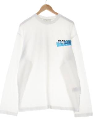 plac 화이트 면혼방 라운드긴팔티