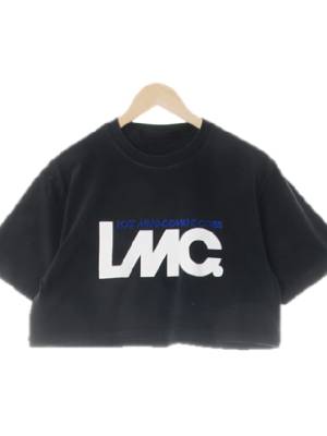 lmc 블랙 면혼방 크롭크루넥루즈핏반팔티