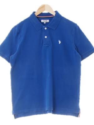 uspa 블루 면혼방 반팔카라티