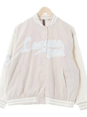 h&m 베이지아이보리 글로시야구점퍼