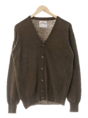 EAST HARBOUR SURPLUS 카키 울혼방 보카시브이넥가디건
