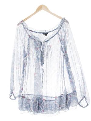 h&m Mama 블루 시스루페이즐리 쉬폰루즈핏블라우스