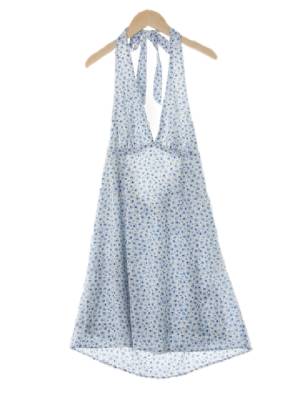 h&m 화이트블루 잔꽃패턴 홀터넥백트임원피스
