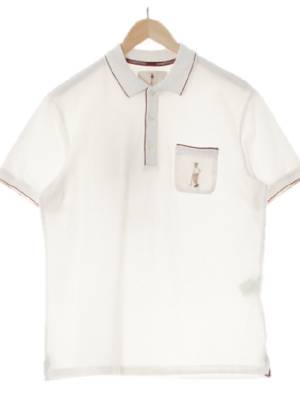GARMENT GOLF 아이보리 면 배색카라반팔티