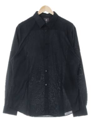 h&m 블랙 면혼방 슬림핏긴팔셔츠