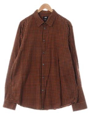h&m 다크만다린 체크 면 긴팔셔츠