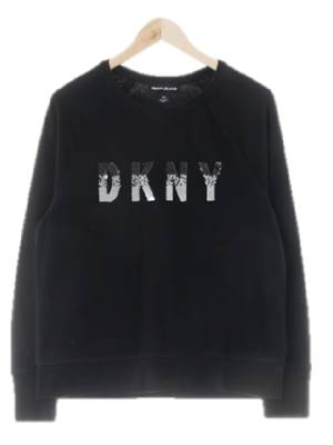 dknyjeans 블랙 면혼방 스팽글로고맨투맨