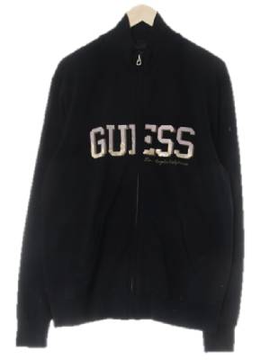 Guess 블랙 비즈배색빅로고반목집업
