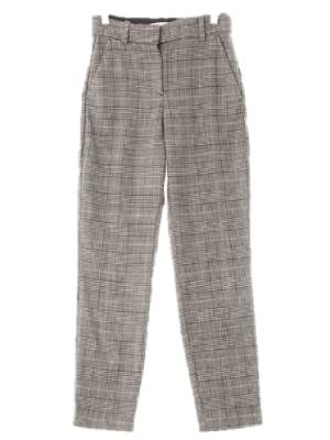 h&m 브라운 파운드체크 비스코스 밴딩모직슬랙스