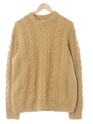 h&m 라이트브라운 울혼방 릴렉스케이블니트스웨터