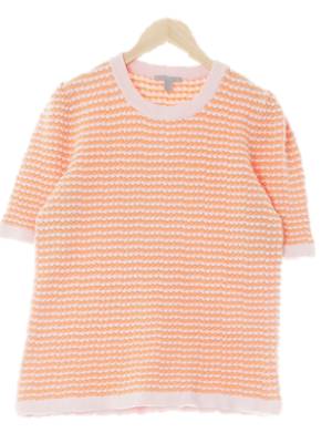 Massimo Dutti 라이트핑크라이트오렌지 스트라이프 면 물결퍼프반팔니트