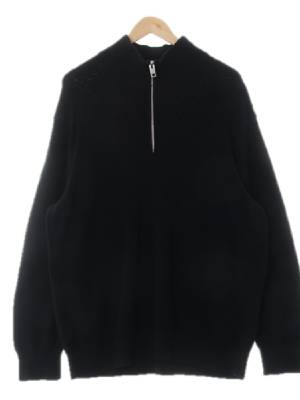 h&m 블랙 면 반집업하이넥니트