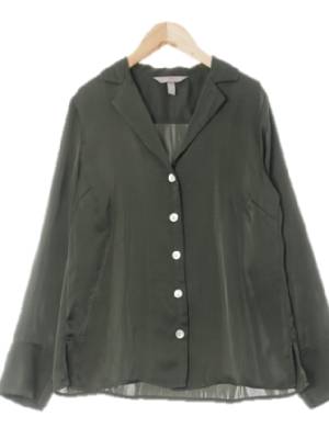 h&m 카키 자개버튼새틴블라우스