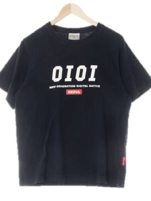 oioi 네이비 프린팅 면 심볼레터링빅로고반팔티