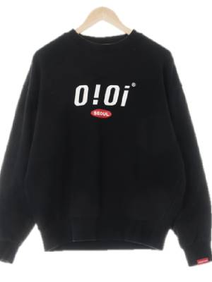oioi 블랙 프린팅 면 심볼빅로고맨투맨