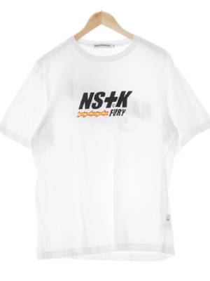 nastykick 화이트 프린팅 면 빅센터로고반팔티