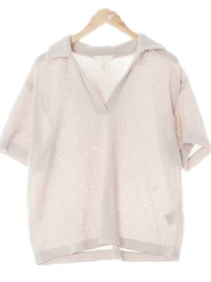 h&m 솔트베이지 비스코스혼방 스키퍼피케쿨반팔니트