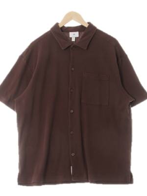 h&m 브라운 면혼방 와플반팔셔츠