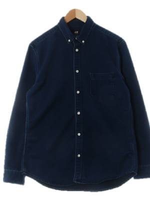 h&m 진청 면혼방 아웃포켓워싱긴팔셔츠
