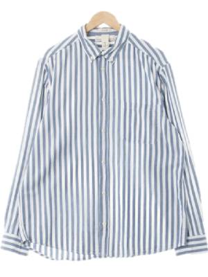 h&m 인디고블루화이트 스트라이프 면 긴팔셔츠