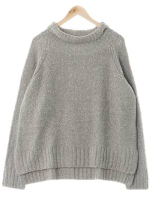 h&m 베이지그레이 면혼방 보트터틀넥니트스웨터
