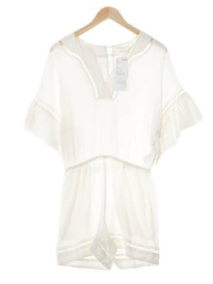 h&m 아이보리 슬릿넥반소매숏점프수트