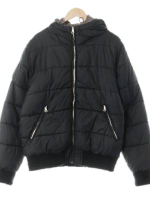h&m 다크그레이 하이넥하프후드패딩