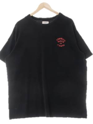 스튜디오톰보이 블랙 면혼방 로고레터링홈웨어반팔티