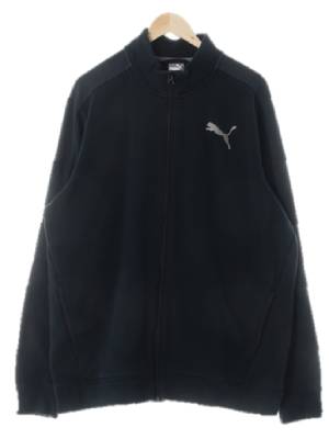 퓨마 블랙 면혼방 빅자수로고트레이닝집업자켓