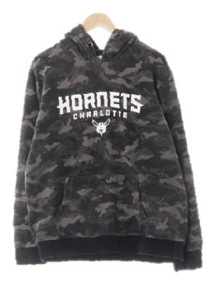 NBA 다크그레이 카모 면 중앙빅레터링후드티