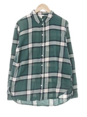 h&m 소프트테일그린 체크 면 긴팔셔츠