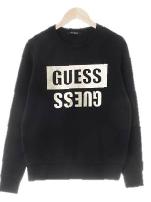 Guess 블랙 면혼방 골드판박이빅로고맨투맨