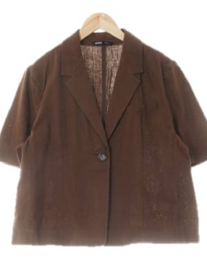 mixxo 브라운 린넨혼방 원버튼반팔다잉재킷