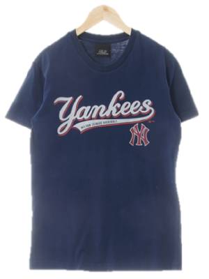 MLB 네이비 프린팅 면 뉴욕양키즈반팔티