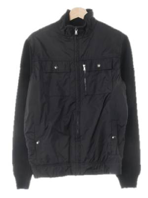 캘빈클라인 블랙 면혼방 배색반목니트자켓