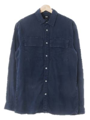 h&m 빈티지네이비 리오셀혼방 빅더블포켓긴팔셔츠
