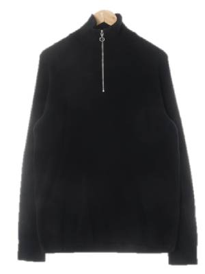 h&m 블랙 면혼방 하이넥반집업레글런니트