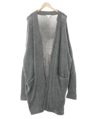h&m 라이트차콜 울혼방 루즈핏롱오픈니트가디건