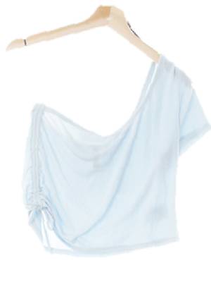 h&m 아틱아이스블루 셔링원숄더실키크롭티