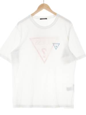 Guess 화이트 면 백형광로고반팔티