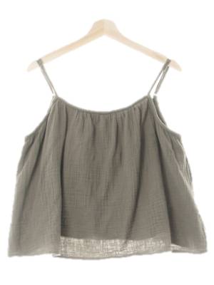 h&m 딥올리브그린 면 크롭끈블라우스