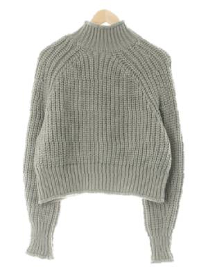 h&m 에메랄드올리브 울혼방 터틀넥뜨개질크롭니트스웨터