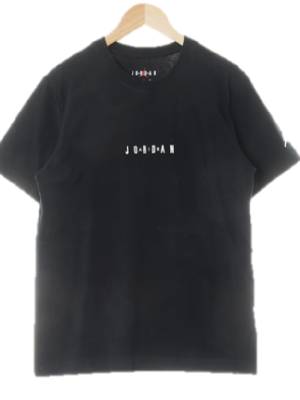 조던 블랙 면 중앙자수로고라운드반팔티