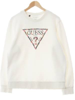 Guess 아이보리 프린팅 면 플라워빅로고맨투맨