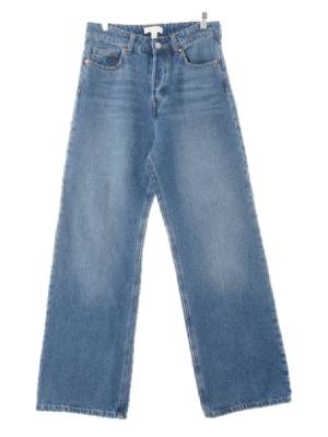 h&m 진청 데님 워시드라이트하이와이드진