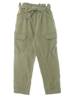 h&m 라이트카키 면 밴딩핀턱벨티드포켓배기팬츠