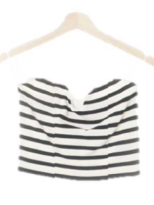 h&m 화이트블랙 스트라이프 비스코스혼방 언더붑섹시단가라니트탑